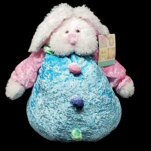 Dan Dee 19" Easter Roly Poly Bunny Rabbit Velvet Pink Blue Stuffed Animal Spring